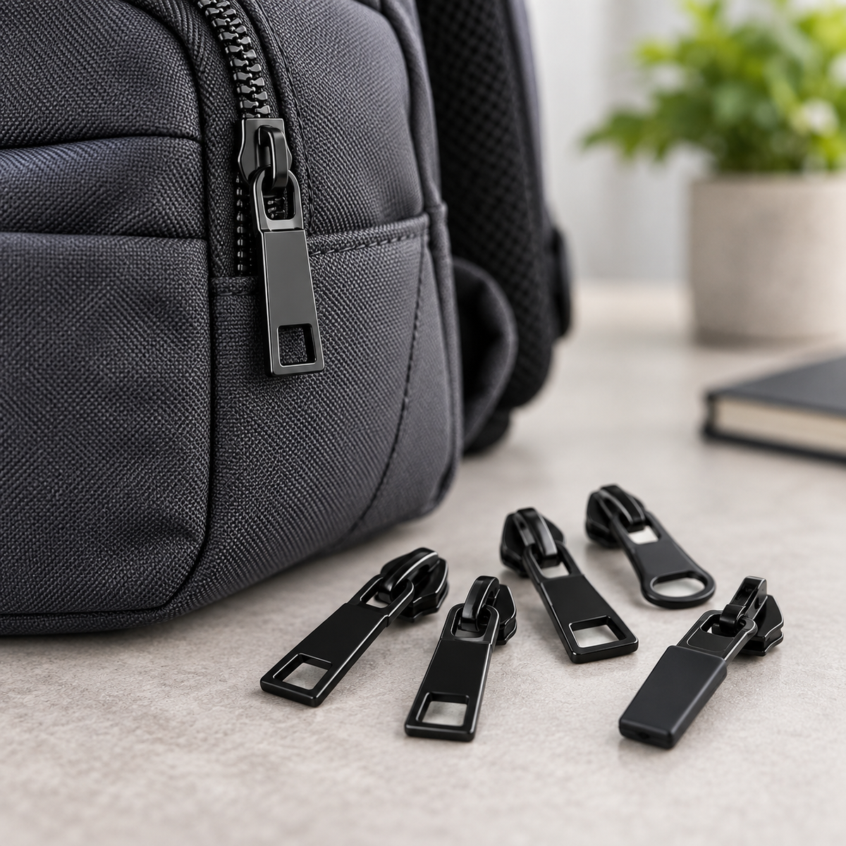 Replacement zipper pull installed on a backpack