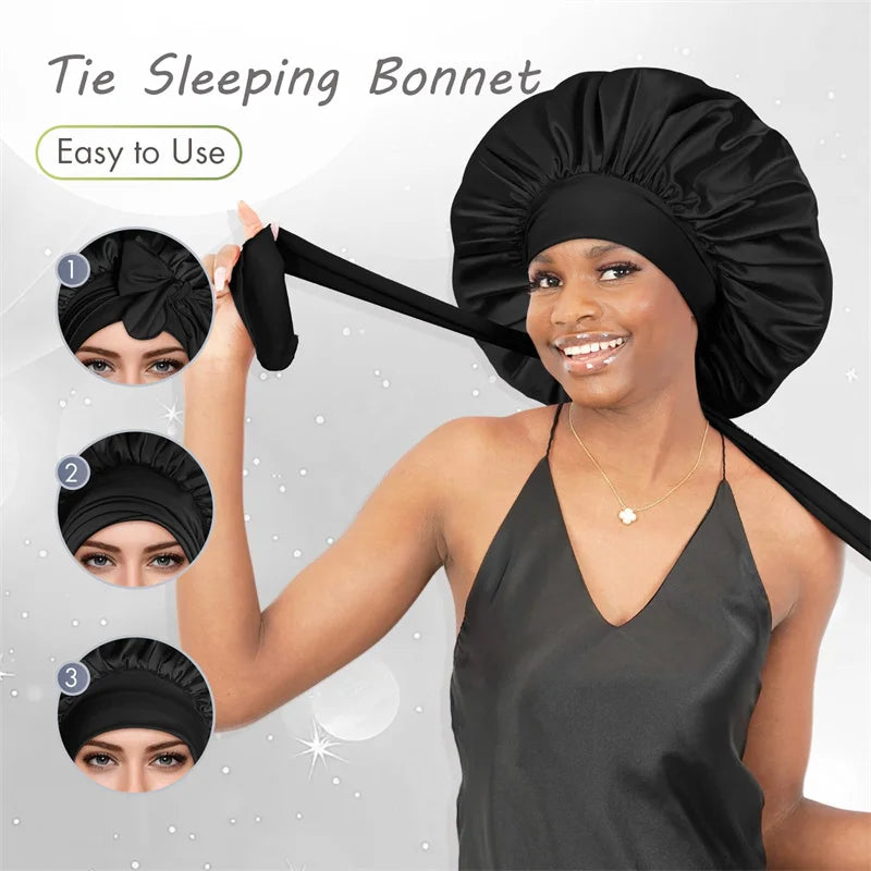 Adjustable Satin Sleep Bonnet